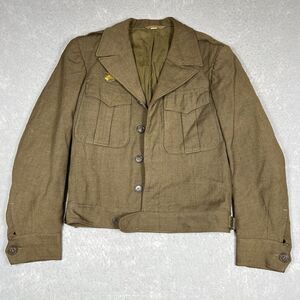Vintage WWII 1944 US Army Military Olive Wool Field Jacket Size 34R (SMALL)